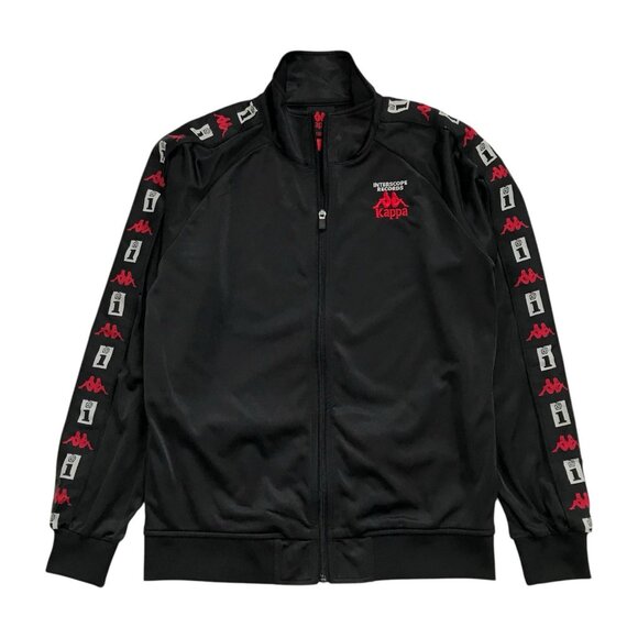 KAPPA INTERSCOPE TRACK JACKET MEDIUM M MENS BLACK TAPE LOGO...